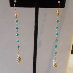 NWT Rosary beads and shell dangly earrings